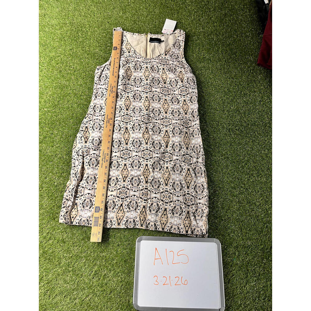 Cynthia‎ Rowley Sleeveless Dress Size 8 100% Linen Tribal Earthy Brown Tan